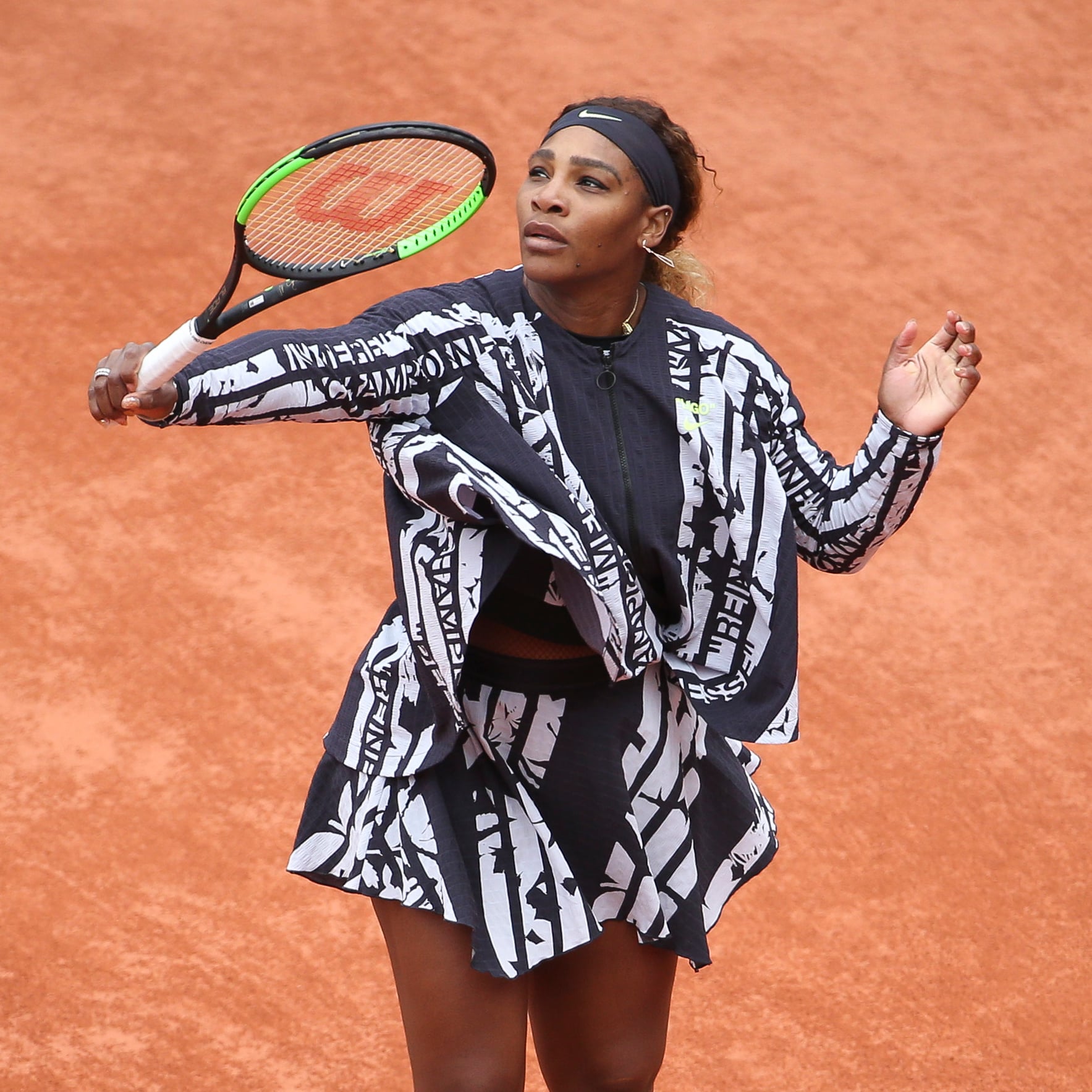 Docenas artería marrón Serena Williams Off White Outfit With Text 2019 French Open | POPSUGAR  Fashion