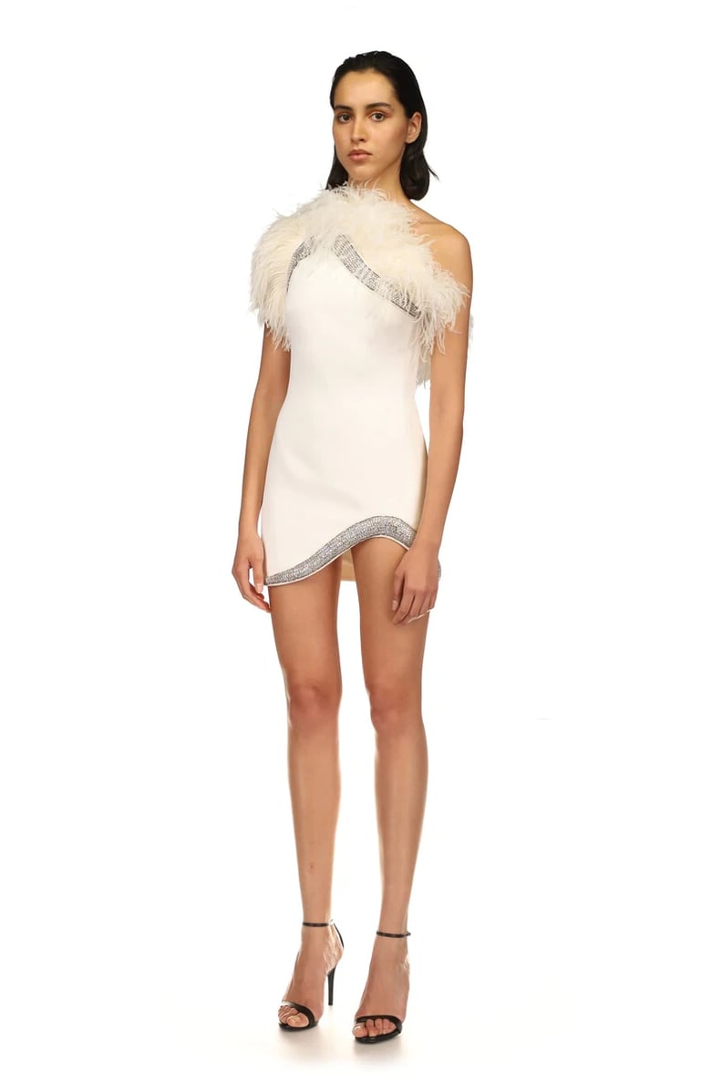 Short-Wedding-Dress Idea: David Koma Feather Trim Mini Dress