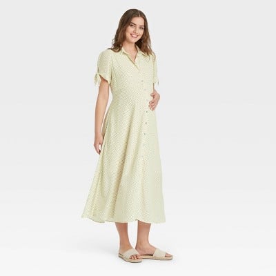 Maternity Marvel: The Nines by HATCH Tie Short Sleeve Crepe Maternity Dress