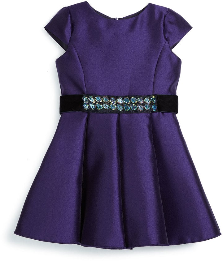 Cap-Sleeve Belted Satin Swing Dress