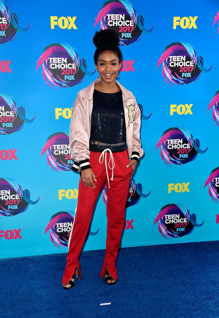 yara shahidi satin track pants