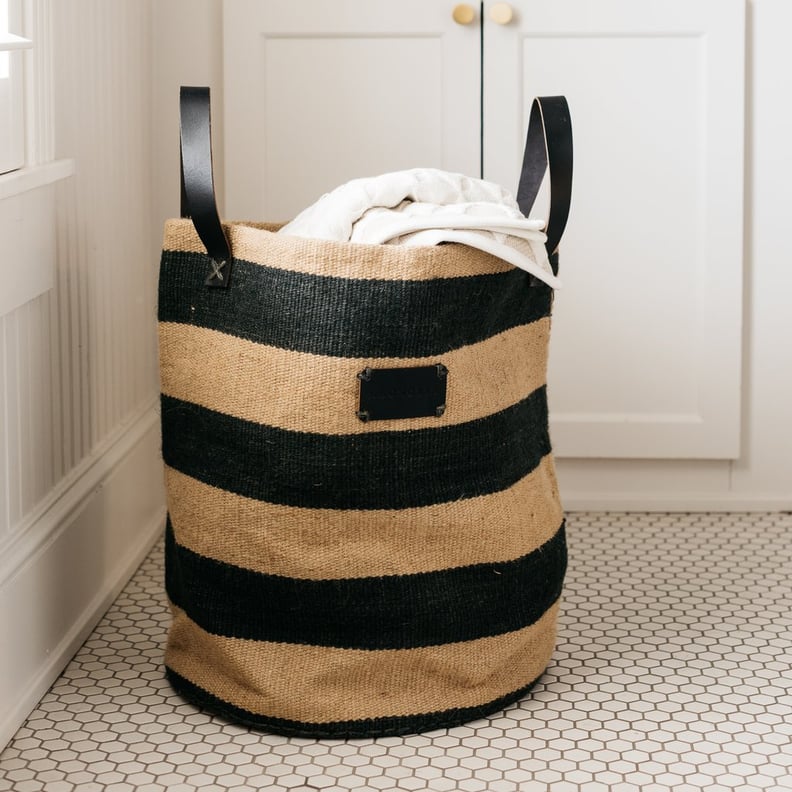 Serena Striped Jute Storage Tote