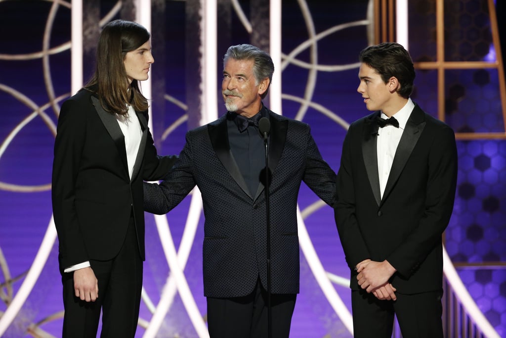 Paris and Dylan Brosnan at the Golden Globes 2020