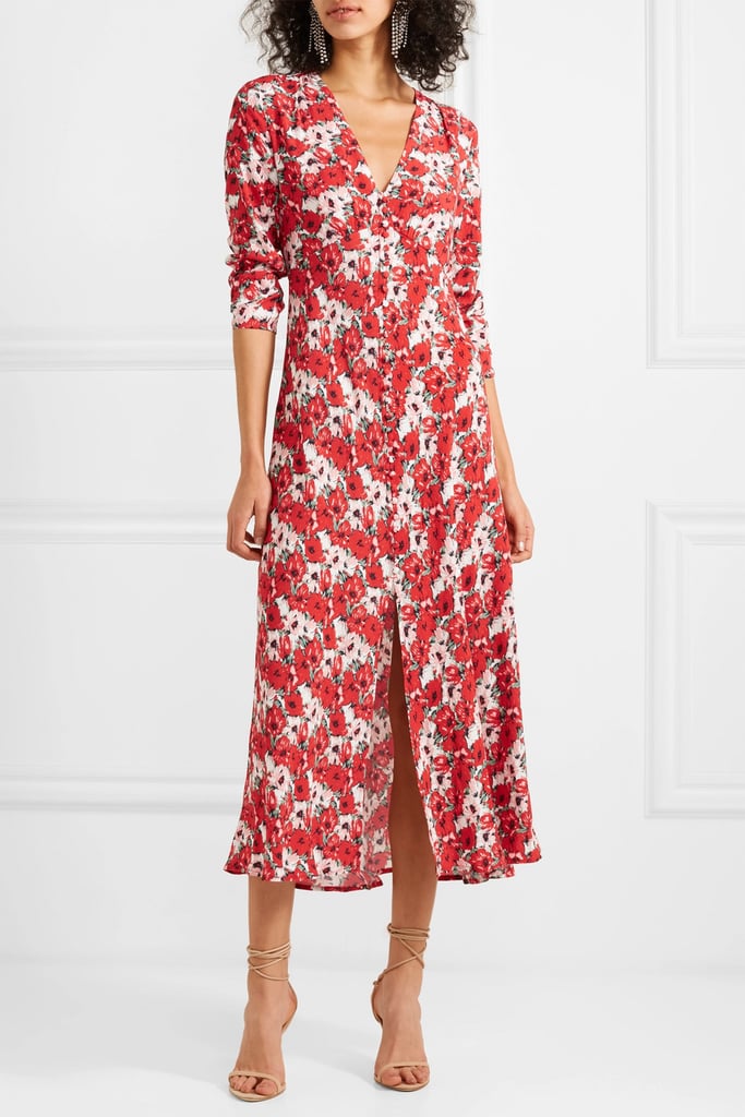 Rixo Katie Floral-Print Crepe de Chine Midi Dress
