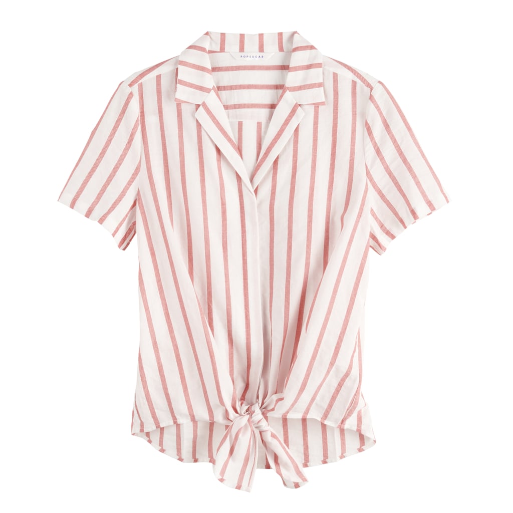 POPSUGAR Knot-Front Button-Down Shirt