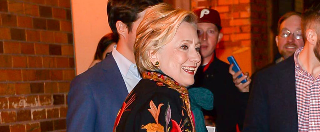 Hillary Clinton Wearing Embroidered Floral Coat