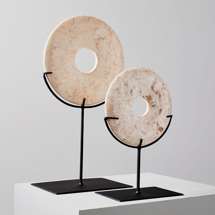 White Marble Discs on Stands