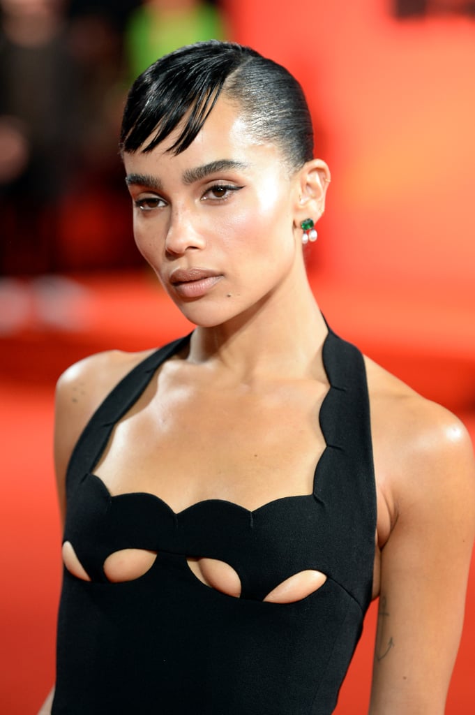 Zoë Kravitz's Micro Side-Swept Fringe at The Batman Premiere