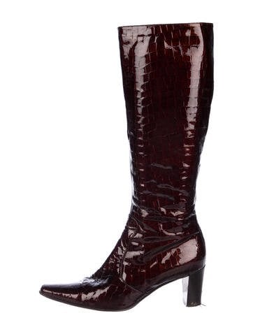 Aquatalia Embossed Patent Leather Boots