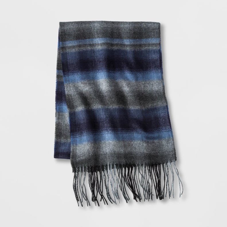 Men's Striped Brushed Fringe Wrap Scarf