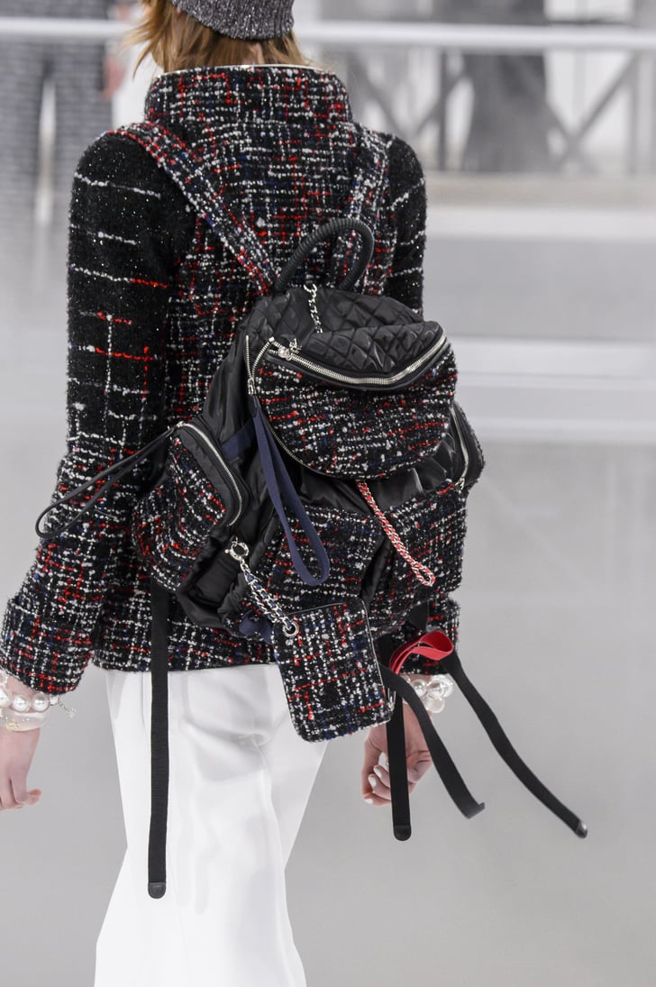 The Backpacks Were Offered in Tweed Chanel Runway Accessories Fall 2017 POPSUGAR Fashion