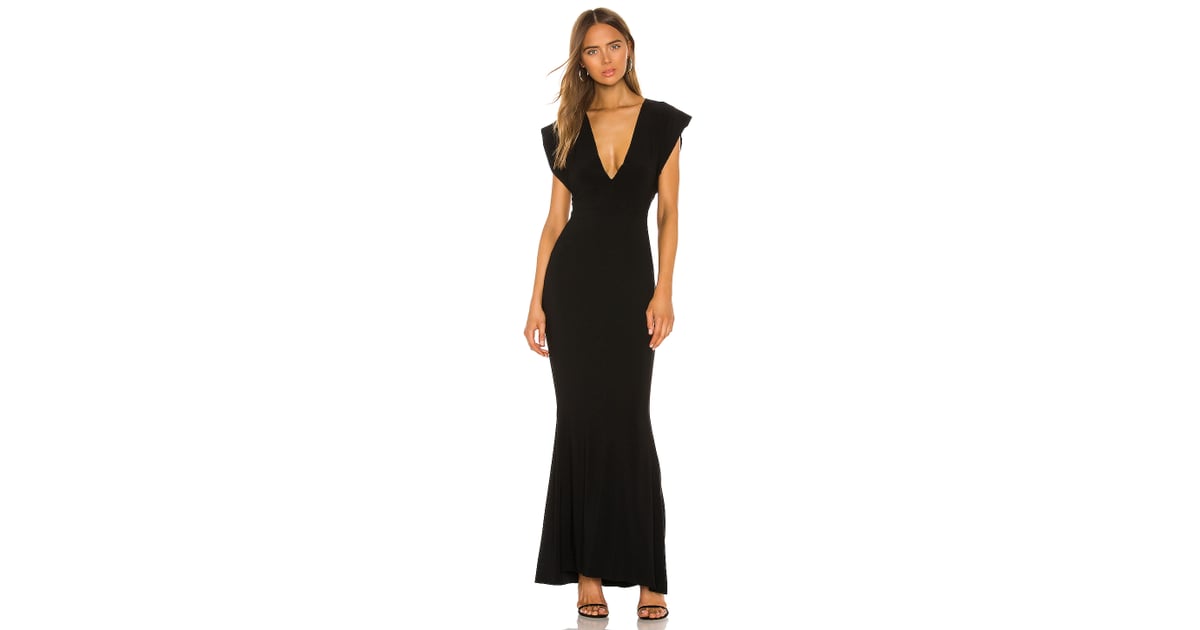 A Black Gown: Norma Kamali X Revolve V Neck Rectangle Gown | Best Black ...