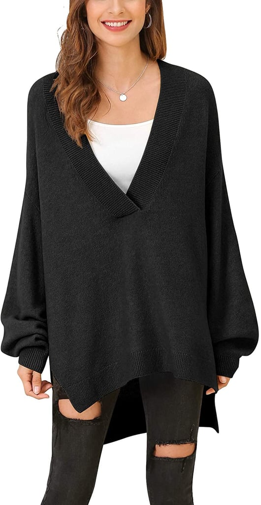 V-Neck Batwing Sleeve Slouchy Sweater