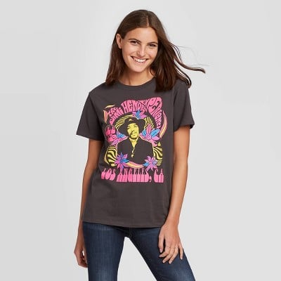 Jimi Hendrix Short Sleeve Boyfriend Graphic T-Shirt