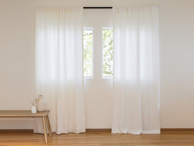 Parachute Washed Linen Curtain in White