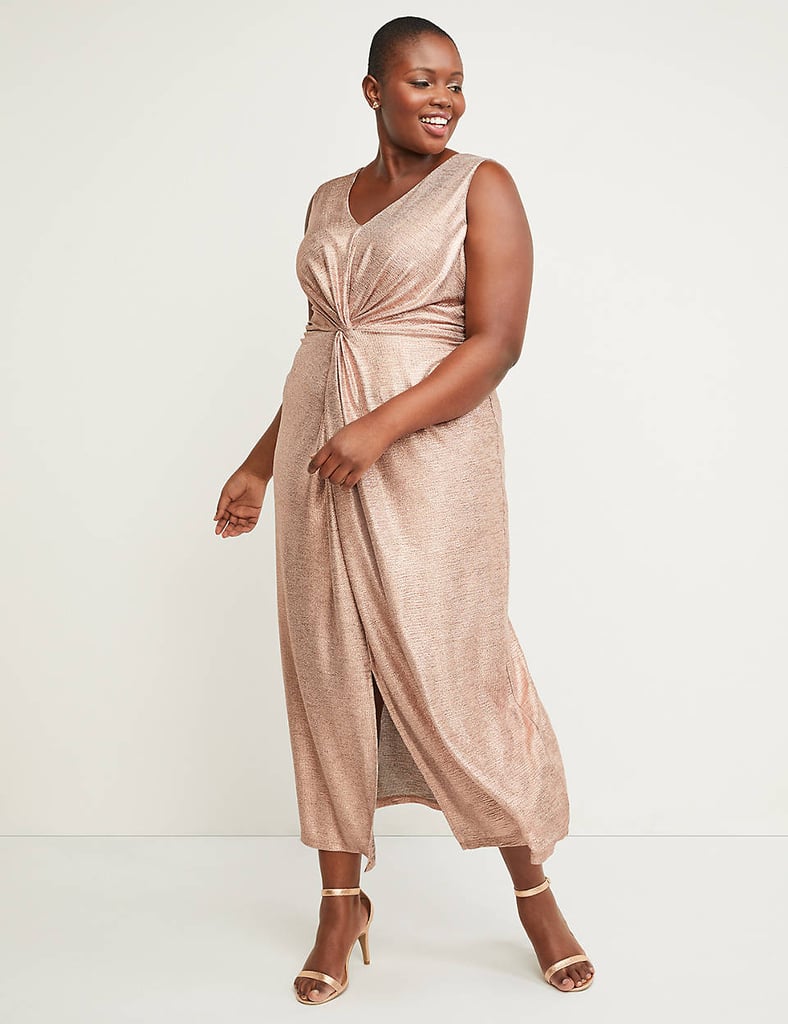 Lane Bryant Foil Knot-Waist Maxi Dress