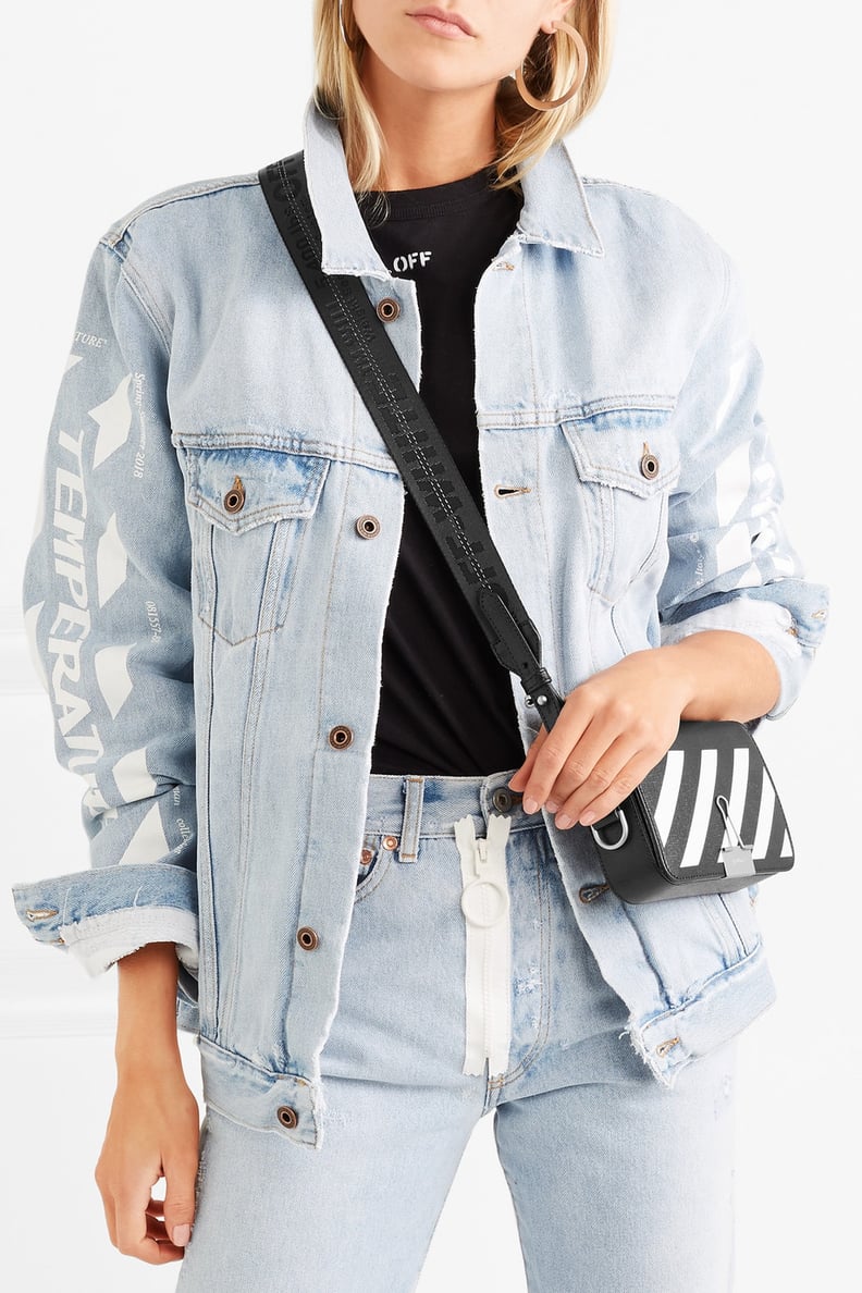 Off-White Mini Striped Textured-Leather Shoulder Bag