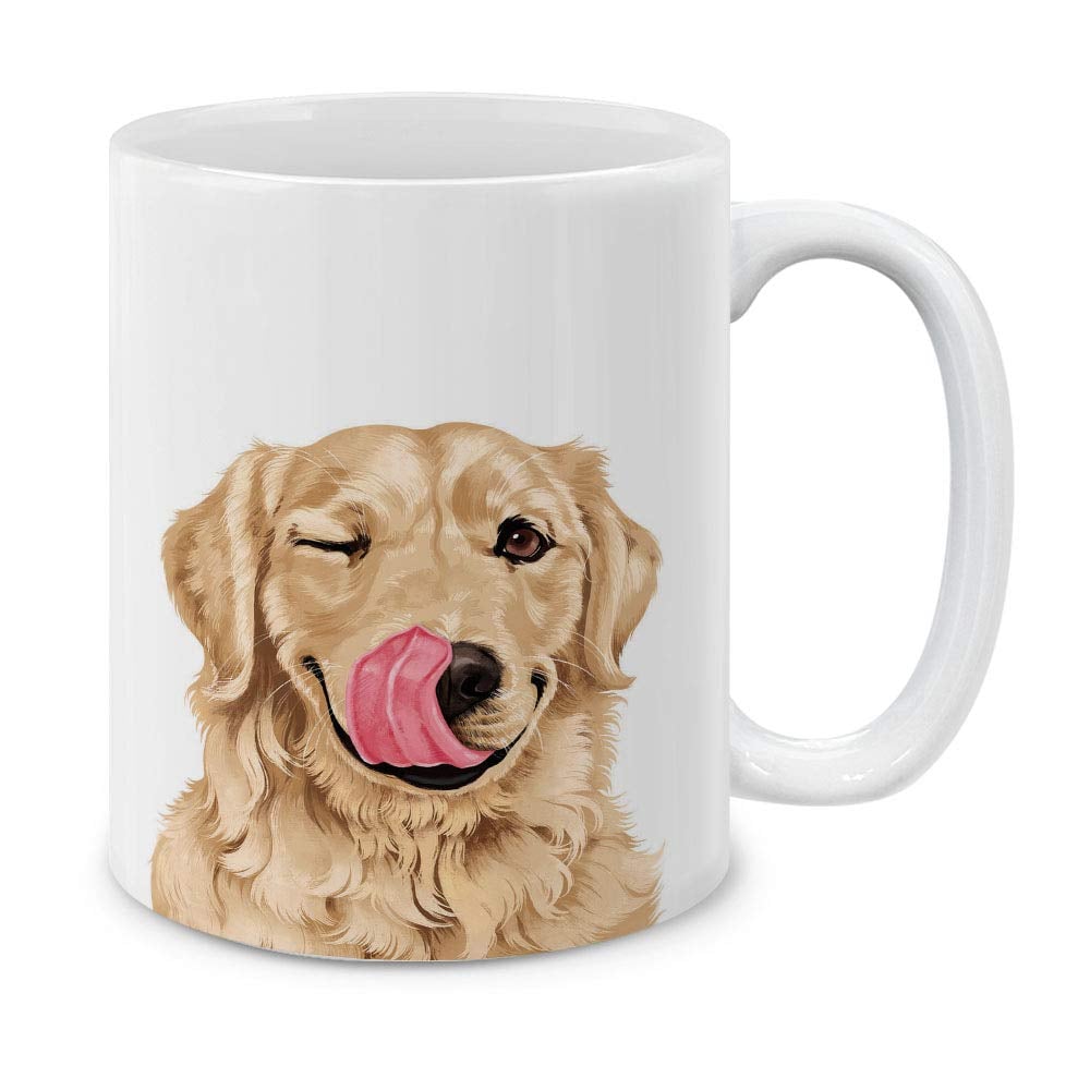 Mugbrew Cute Winking Golden Retriever Ceramic Mug