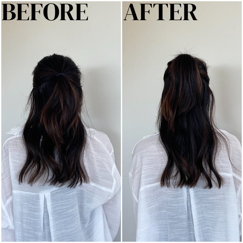 Love this easy half up, half down hair clip hack for extra volume