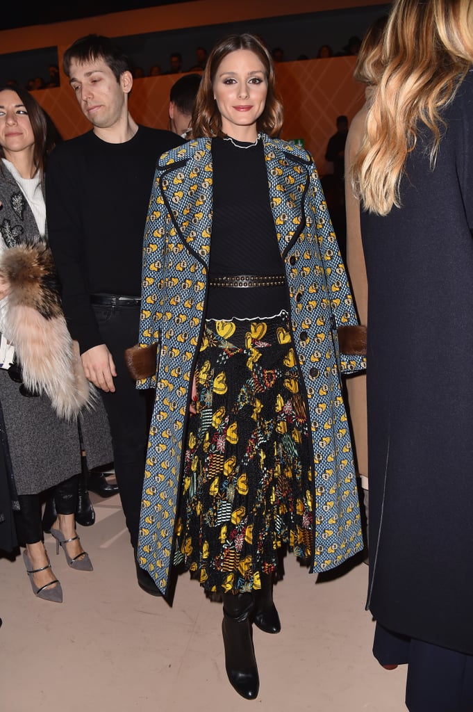 Olivia mixed prints while at the Fendi show.