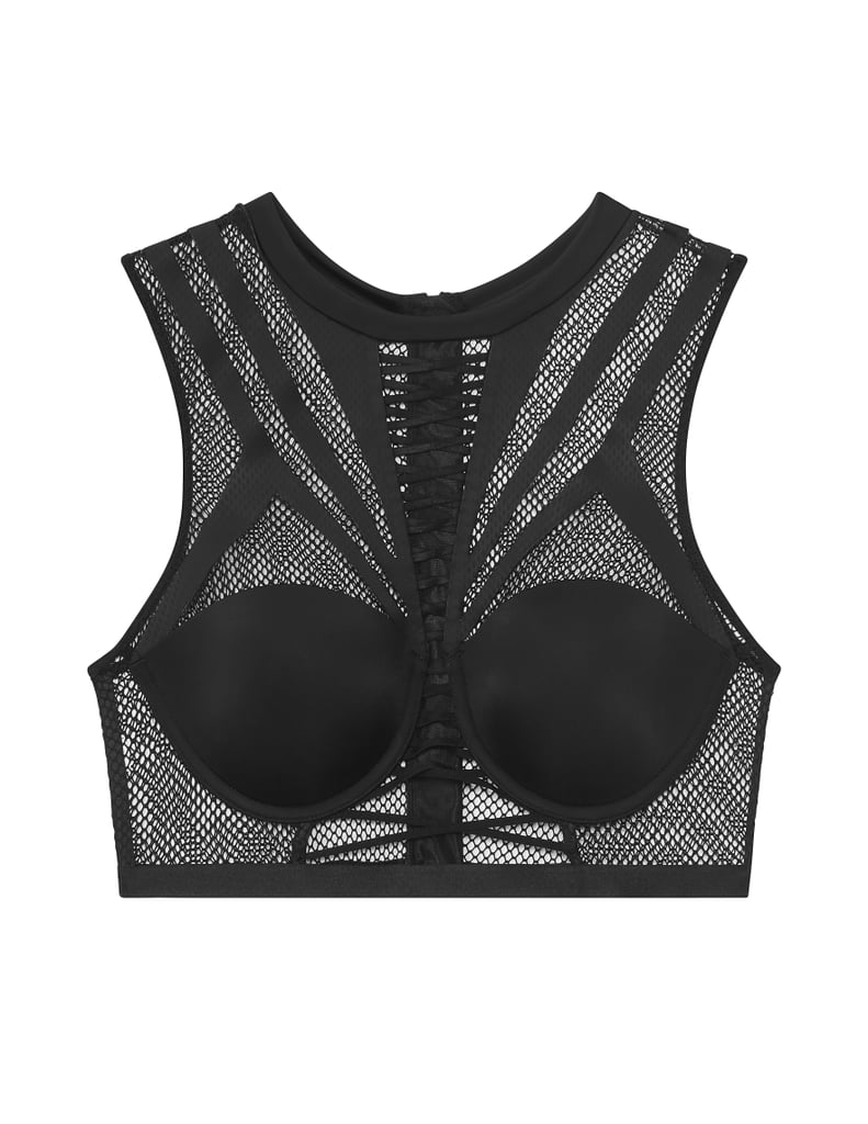 Mesh Strappy High-Neck Bra