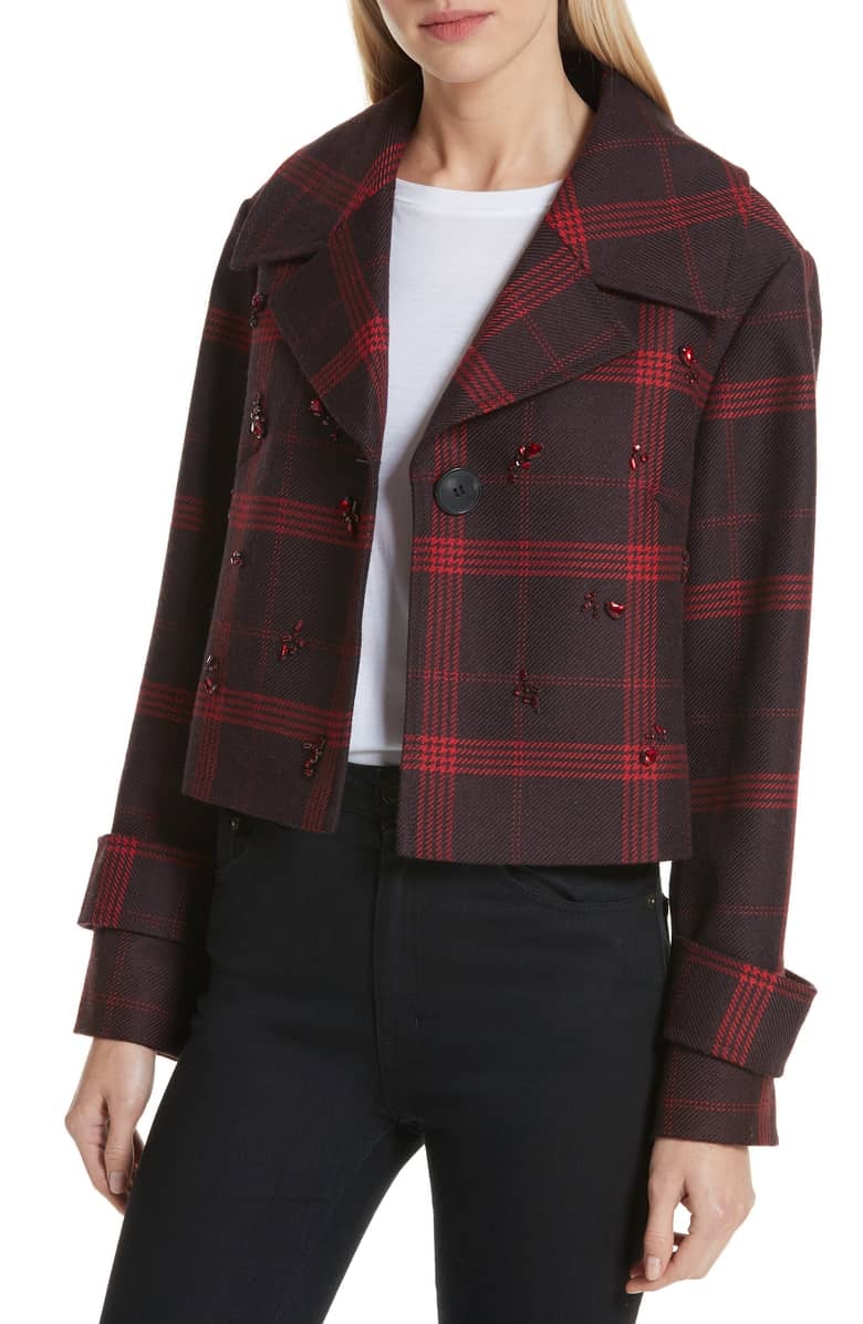 Lewit Embellished Plaid Jacket