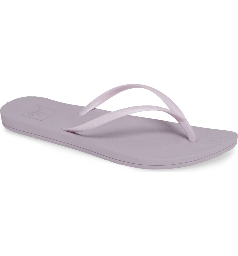 We've most commonly seen rubber flip-flops ($26) juxtaposed with pieces that are a little dressier, such as feminine dresses or menswear-inspired suiting. This pair comes in a pretty lavender color as well as basic black.
