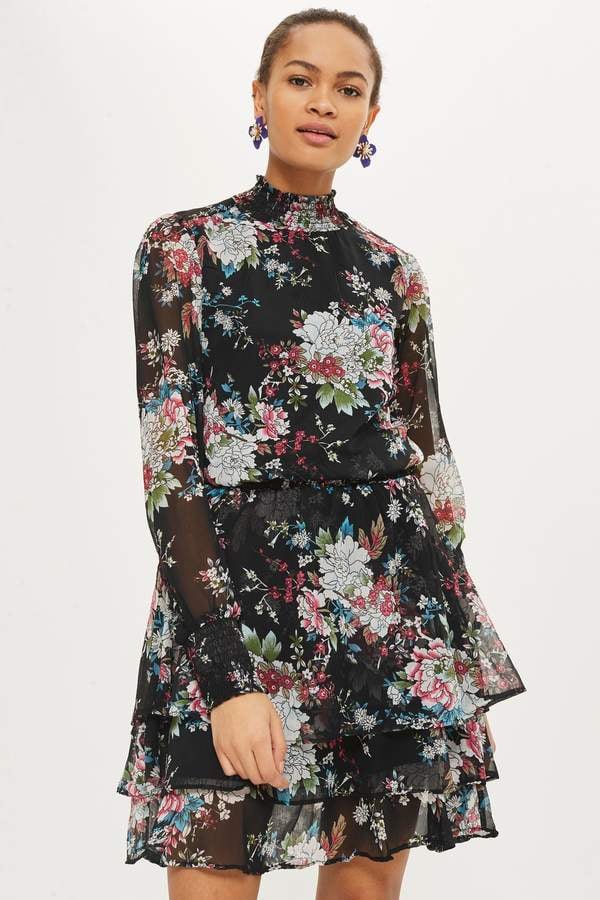 YAS **Floral Long Sleeve Dress | Kate Middleton Black Floral Dress ...