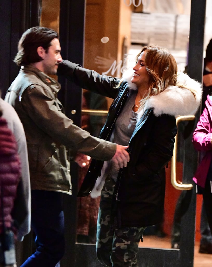 Jennifer Lopez and Milo Ventimiglia on Second Act Set