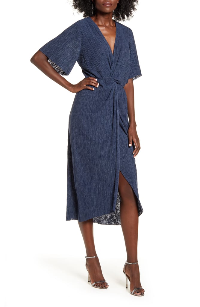 All in Favour Dolman Plissé Midi Dress