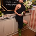 Vanessa Hudgens Pairs an Open-Back, High-Slit Dress With Slime-Green Boots