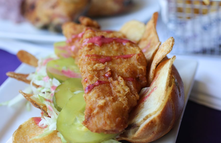 Fish and Chips Sandwich With Boysenberry Tartar Sauce at Sutters Grill Fish and Chips Sandwich With Boysenberry Tartar Sauce at Sutters Grill