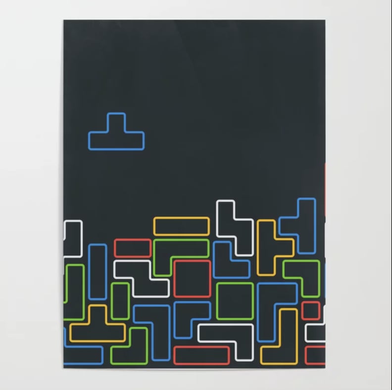 For Tetris Fans: Retro Blocks Video Game Color Pattern Poster