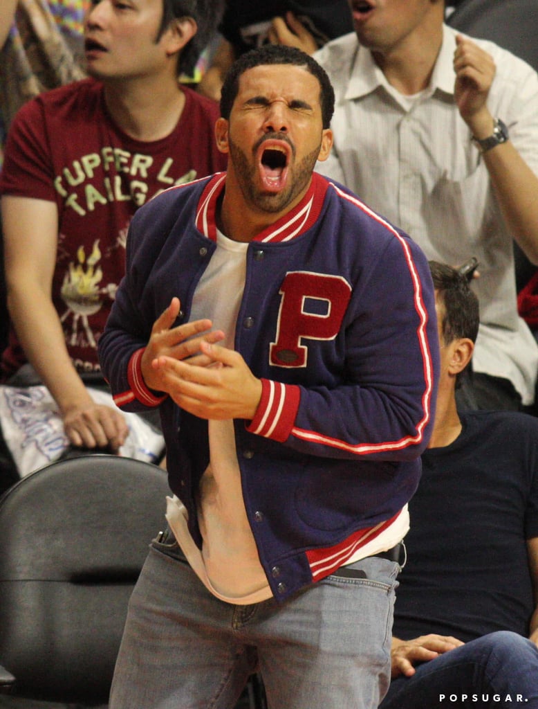Drake at a Basketball Game in LA April 2015