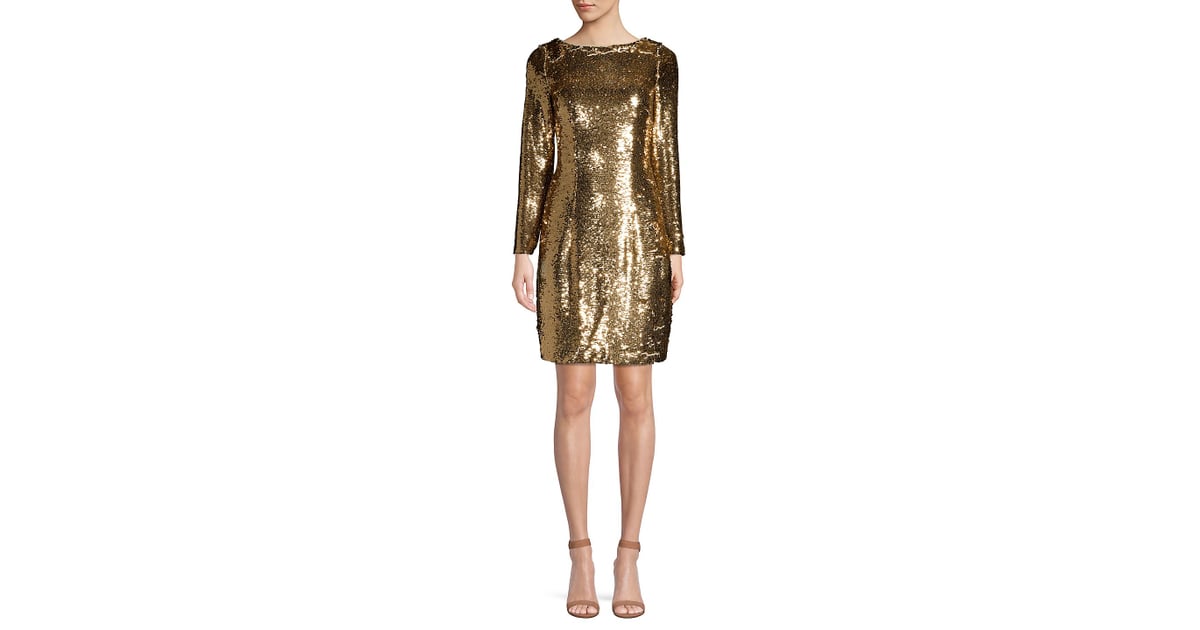 aidan mattox sequin shift dress