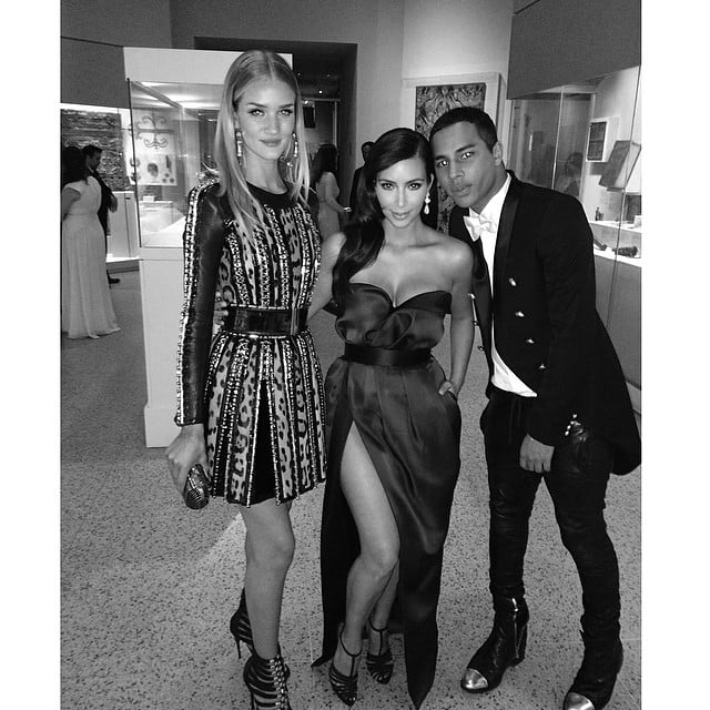 Kim sandwiched herself between model Rosie Huntington-Whiteley and her pal Olivier Rousteing, the designer of Balmain.
Source: Instagram user kimkardashian