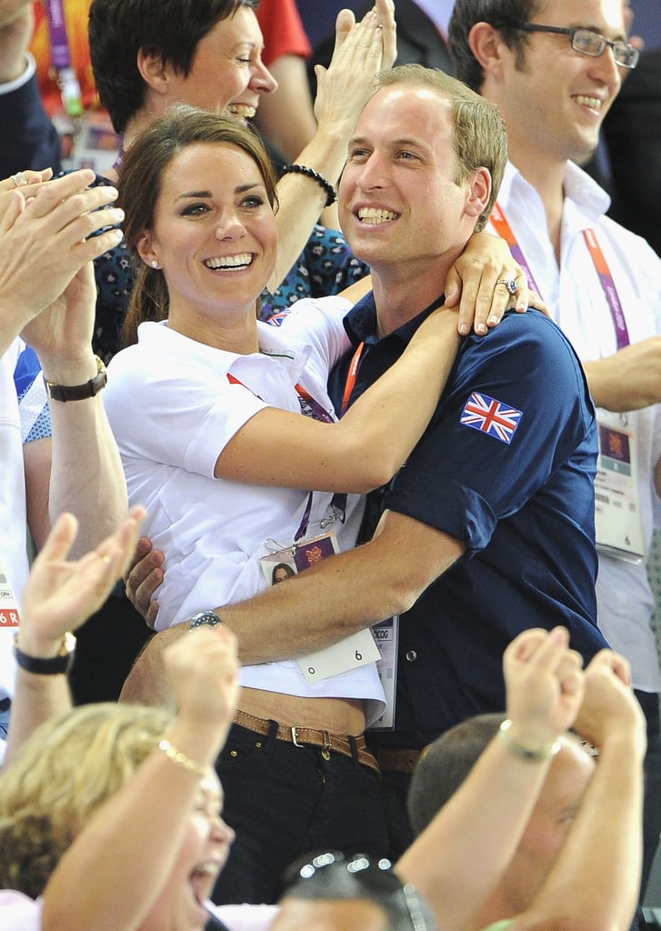 In August 2012, Kate and Will couldn't help embracing while cheering for the home team during the London Olympics.