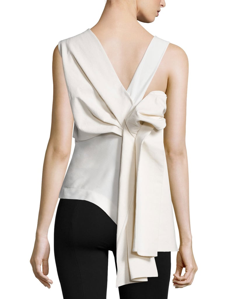 Donna Karan Sleeveless Wrap Top W/Bow Back, Bone/Porcelain ($1,495)