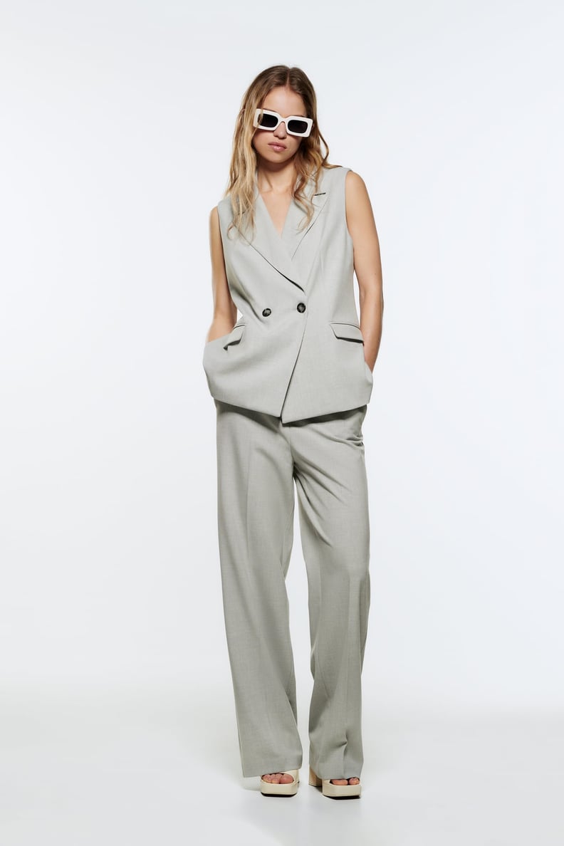 A Vest Suit: Zara Wrap Vest and Straight Leg Pants