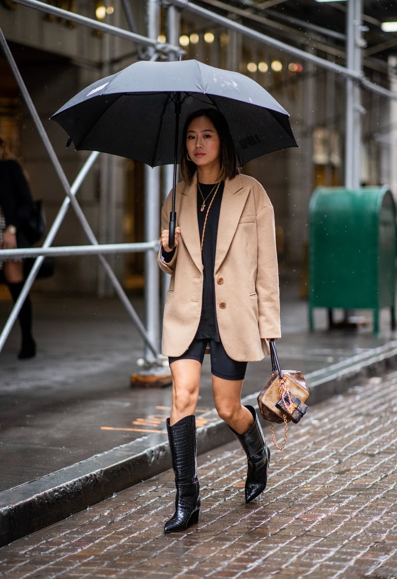 Aimee Song Wearing Biker Shorts and Cowboy Boots