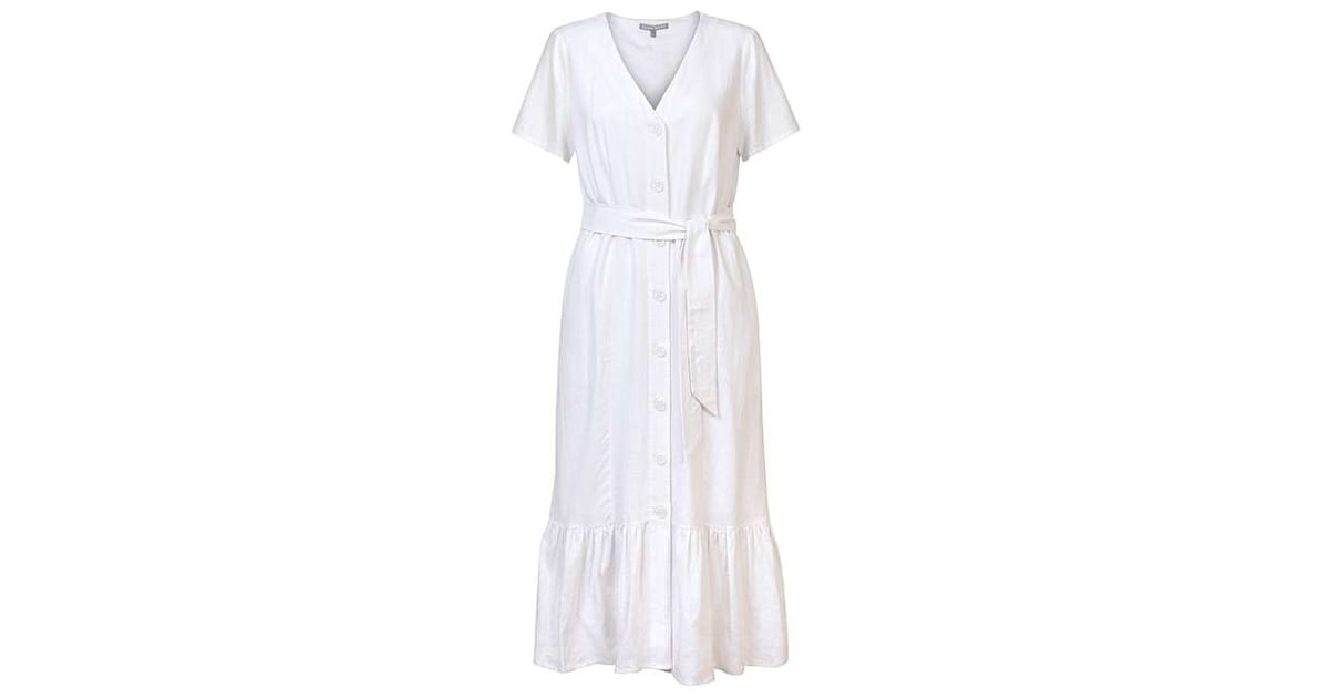 Oliver Bonas Linen Button Through White Midi Dress | Kate Middleton ...