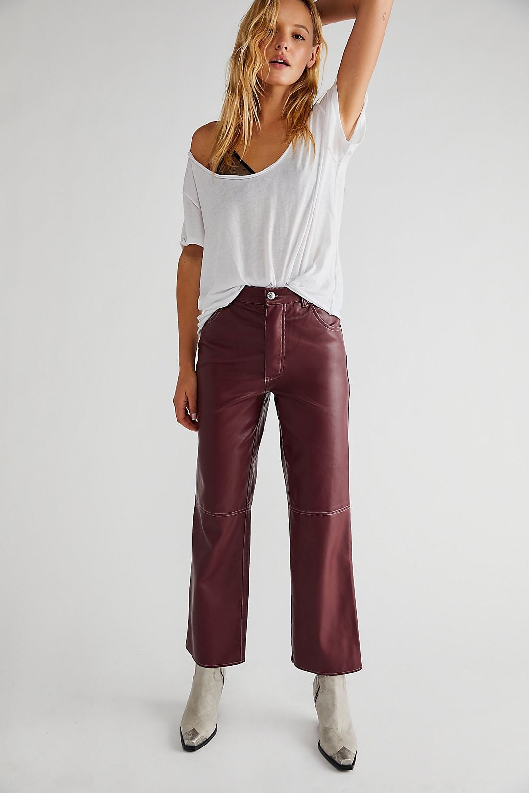 My FAVORITE bottoms for fall the last couple of years have been my faux  leather straight leg crop pants. They are insanely versatile, s