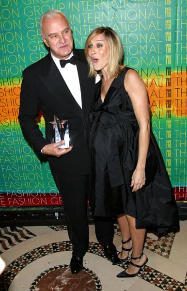 SJP's pregnant style was thoroughly chic, here she is with Manolo Blahnik in '02.