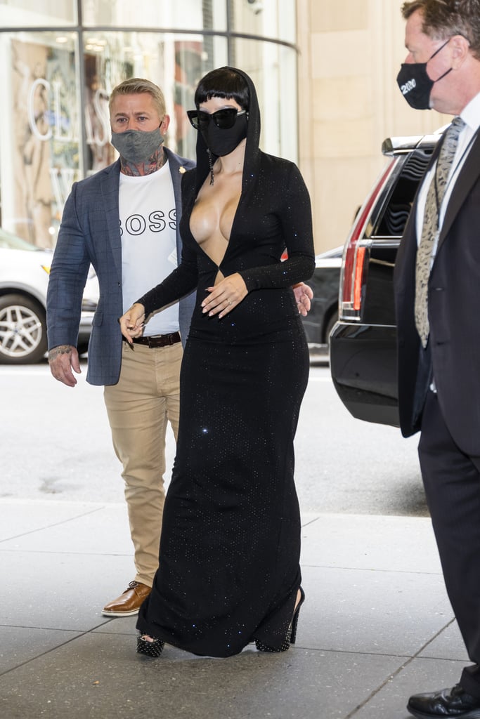 Halsey Wears Plunging Christian Cowan Dress in NYC