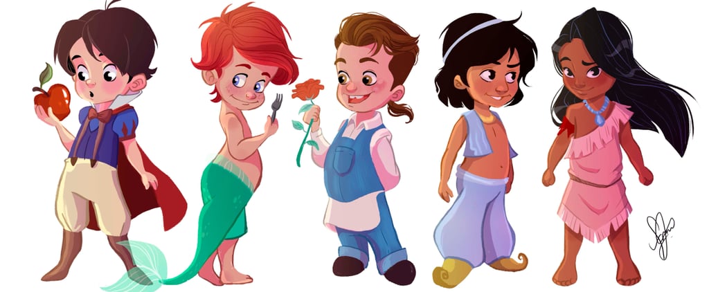 Disney Princesses as Boys Illustrations