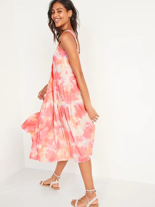 Old Navy Sleeveless Smocked Tie-Dye Midi Swing Dress