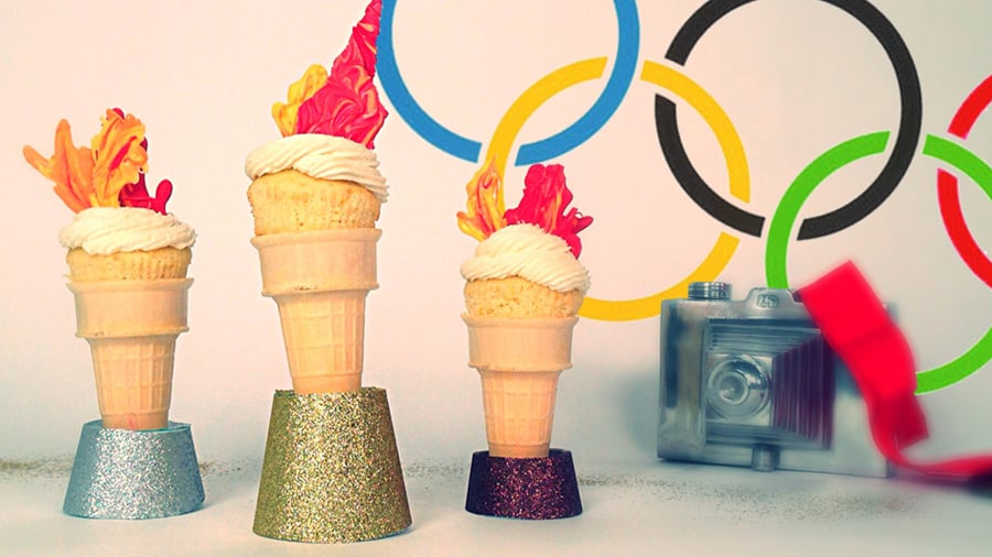 Go For the Gold With These Olympic Torch Cupcakes