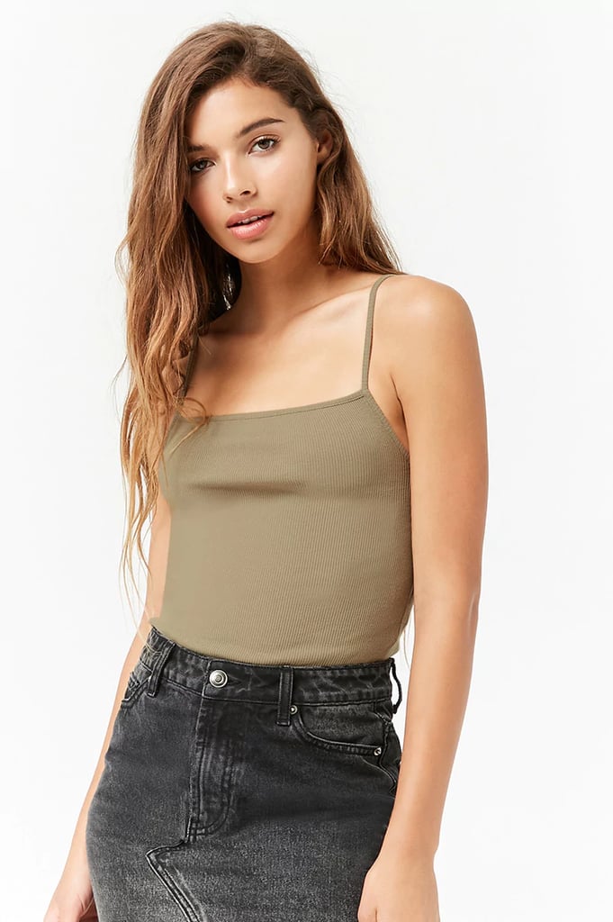 Forever 21 Ribbed Straight Neck Cami Gigi Hadids Ribbed Tank Top In New York 2018 Popsugar 7781