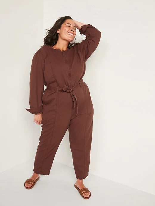 Old Navy Long-Sleeve Zip-Front Cropped Utility Jumpsuit