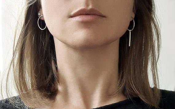Silver Circle Asymmetrical Earrings